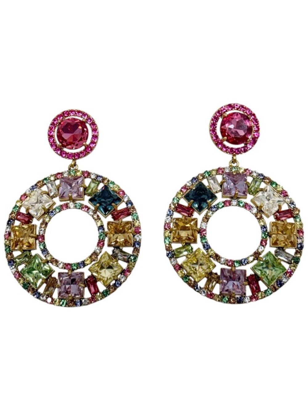 J.CREW gold tone rainbow rhinestone drop earrings - GM3002